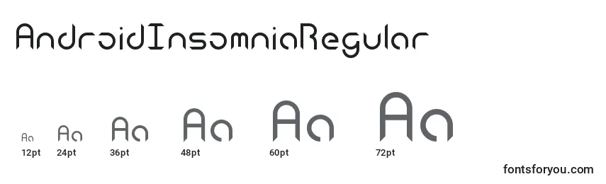 Размеры шрифта AndroidInsomniaRegular