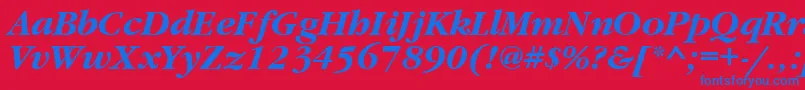 GaramondgttBolditalic Font – Blue Fonts on Red Background