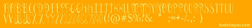 BonneyLass-Schriftart – Gelbe Schriften auf orangefarbenem Hintergrund