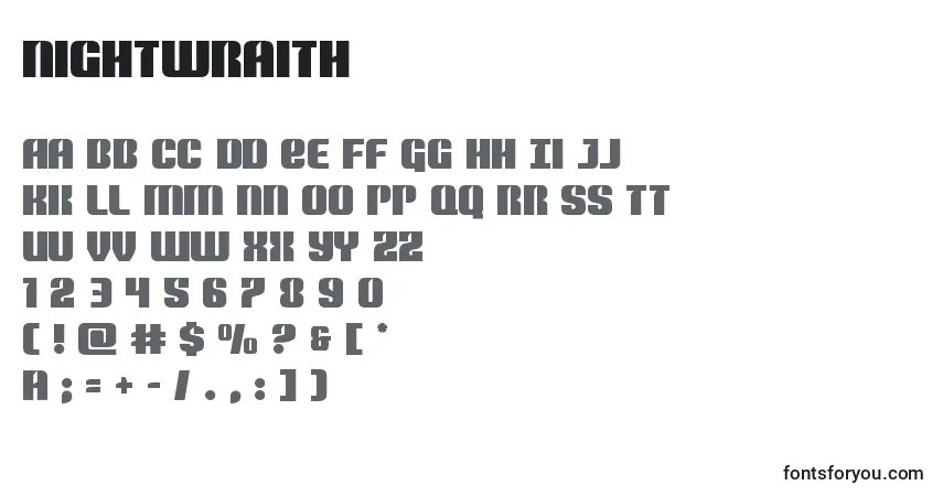 Шрифт Nightwraith – алфавит, цифры, специальные символы