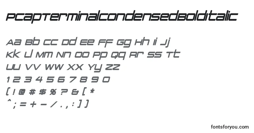 PcapTerminalCondensedBoldItalic-fontti – aakkoset, numerot, erikoismerkit