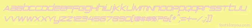 PcapTerminalCondensedBoldItalic-Schriftart – Rosa Schriften auf gelbem Hintergrund