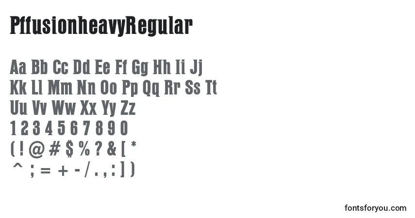 Czcionka PffusionheavyRegular – alfabet, cyfry, specjalne znaki