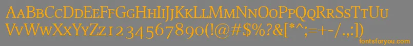 DevinSmallcaps-Schriftart – Orangefarbene Schriften auf grauem Hintergrund