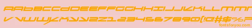 フォントOramaci – オレンジの文字がピンクの背景にあります。