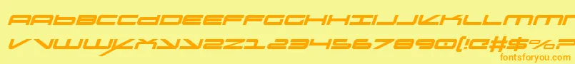 フォントOramaci – オレンジの文字が黄色の背景にあります。