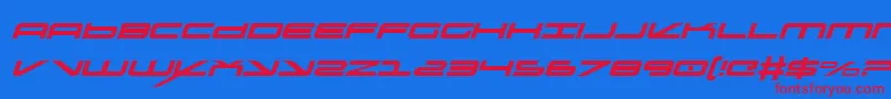 Police Oramaci – polices rouges sur fond bleu