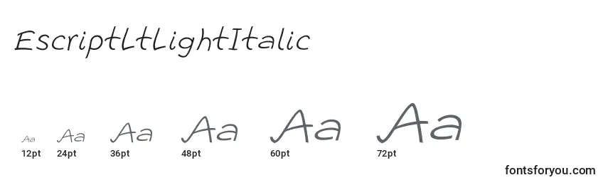 Размеры шрифта EscriptLtLightItalic