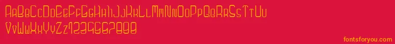 Futuronormal-Schriftart – Orangefarbene Schriften auf rotem Hintergrund