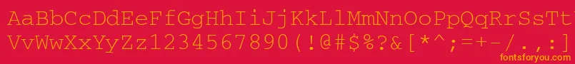 フォントCourierbtt – 赤い背景にオレンジの文字