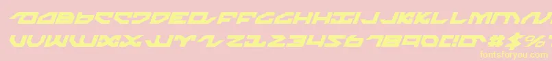 NightrunnerItalic-fontti – keltaiset fontit vaaleanpunaisella taustalla