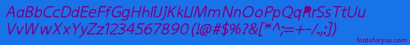 KiddysansFatItalic-Schriftart – Violette Schriften auf blauem Hintergrund