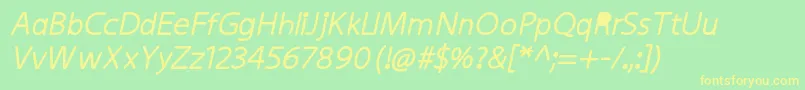 KiddysansFatItalic Font – Yellow Fonts on Green Background