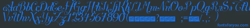 SymphonyscriptFreeForPersonalUse-Schriftart – Blaue Schriften auf schwarzem Hintergrund