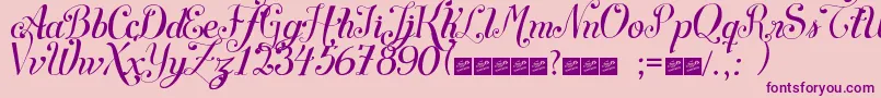 フォントSymphonyscriptFreeForPersonalUse – ピンクの背景に紫のフォント