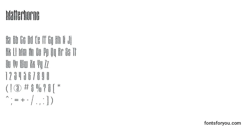 Matterhornc-fontti – aakkoset, numerot, erikoismerkit