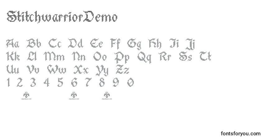 Шрифт StitchwarriorDemo – алфавит, цифры, специальные символы