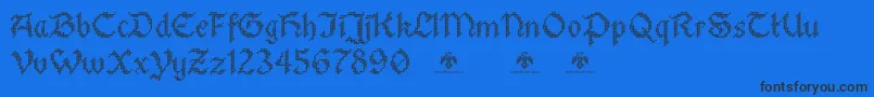 StitchwarriorDemo-Schriftart – Schwarze Schriften auf blauem Hintergrund