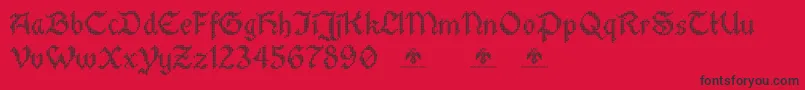 StitchwarriorDemo-Schriftart – Schwarze Schriften auf rotem Hintergrund