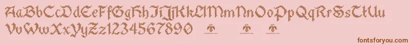 StitchwarriorDemo-Schriftart – Braune Schriften auf rosa Hintergrund