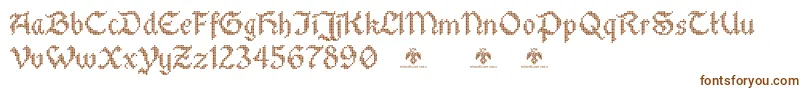 StitchwarriorDemo-Schriftart – Braune Schriften auf weißem Hintergrund