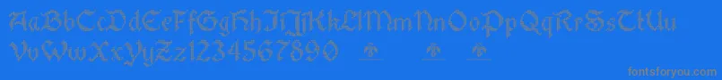 StitchwarriorDemo-Schriftart – Graue Schriften auf blauem Hintergrund