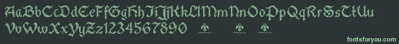 StitchwarriorDemo-fontti – vihreät fontit mustalla taustalla