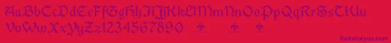 StitchwarriorDemo-Schriftart – Violette Schriften auf rotem Hintergrund