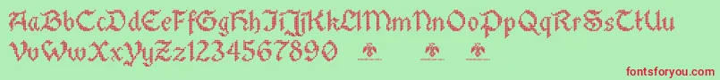 フォントStitchwarriorDemo – 赤い文字の緑の背景