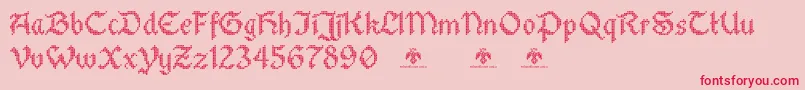 StitchwarriorDemo-Schriftart – Rote Schriften auf rosa Hintergrund