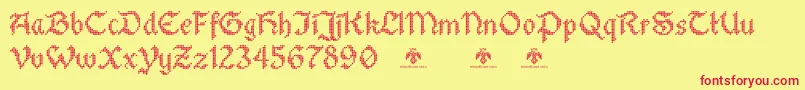 Czcionka StitchwarriorDemo – czerwone czcionki na żółtym tle