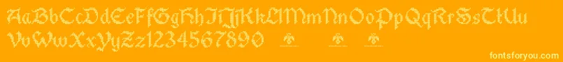 StitchwarriorDemo-Schriftart – Gelbe Schriften auf orangefarbenem Hintergrund