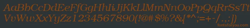 BookmantttItalic-fontti – ruskeat fontit mustalla taustalla