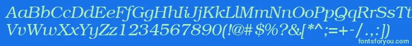 BookmantttItalic Font – Green Fonts on Blue Background