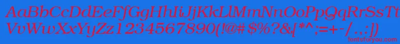 BookmantttItalic Font – Red Fonts on Blue Background