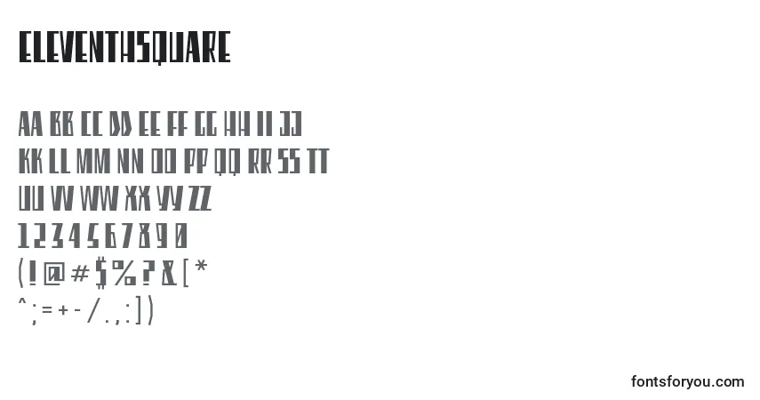 Czcionka EleventhSquare – alfabet, cyfry, specjalne znaki
