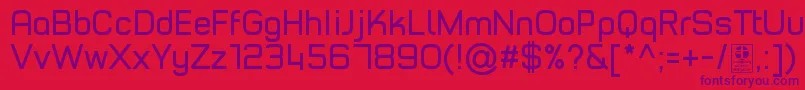 Czcionka TypoStyleRegularDemo – fioletowe czcionki na czerwonym tle