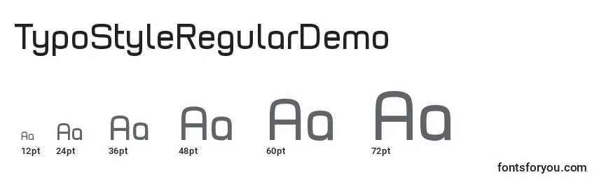 Размеры шрифта TypoStyleRegularDemo