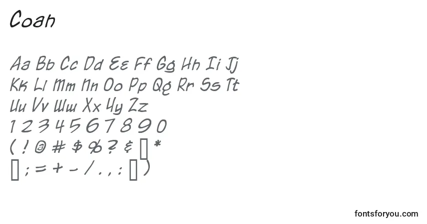 Czcionka Coah – alfabet, cyfry, specjalne znaki