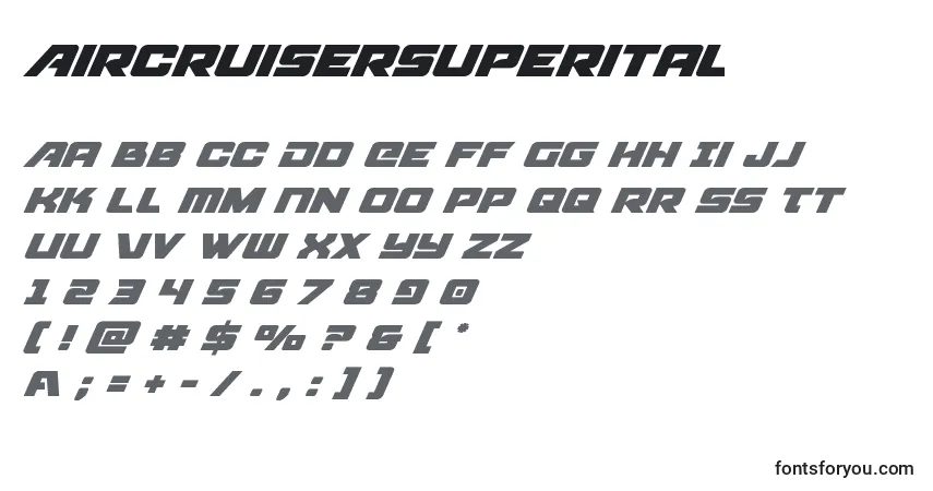 A fonte Aircruisersuperital – alfabeto, números, caracteres especiais