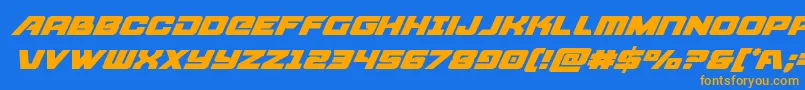 フォントAircruisersuperital – オレンジ色の文字が青い背景にあります。