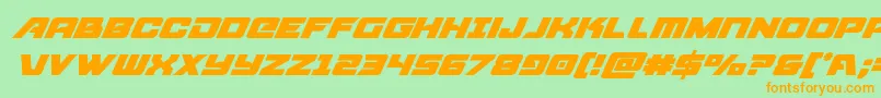 フォントAircruisersuperital – オレンジの文字が緑の背景にあります。