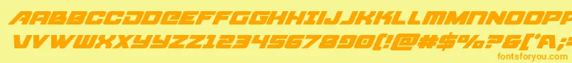 Aircruisersuperital-Schriftart – Orangefarbene Schriften auf gelbem Hintergrund