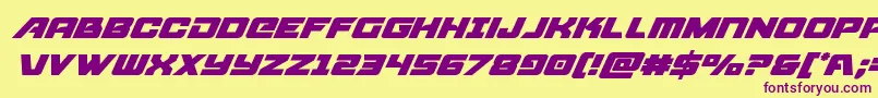 Aircruisersuperital-fontti – violetit fontit keltaisella taustalla