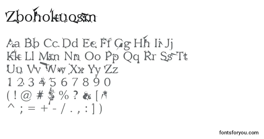Schriftart Zbohokuosm – Alphabet, Zahlen, spezielle Symbole