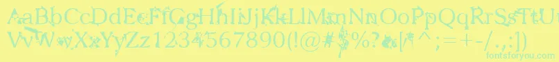 Zbohokuosm Font – Green Fonts on Yellow Background