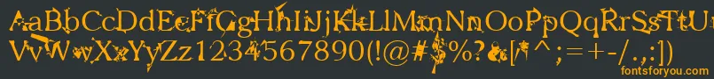 フォントZbohokuosm – 黒い背景にオレンジの文字