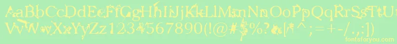 Zbohokuosm Font – Yellow Fonts on Green Background