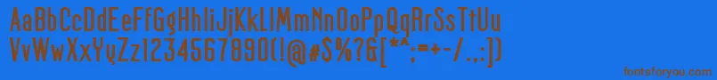 MagerFat-Schriftart – Braune Schriften auf blauem Hintergrund