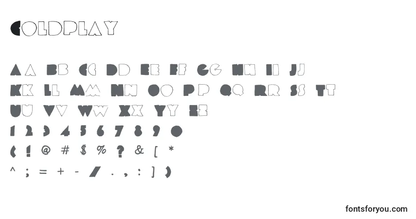 Czcionka Coldplay – alfabet, cyfry, specjalne znaki